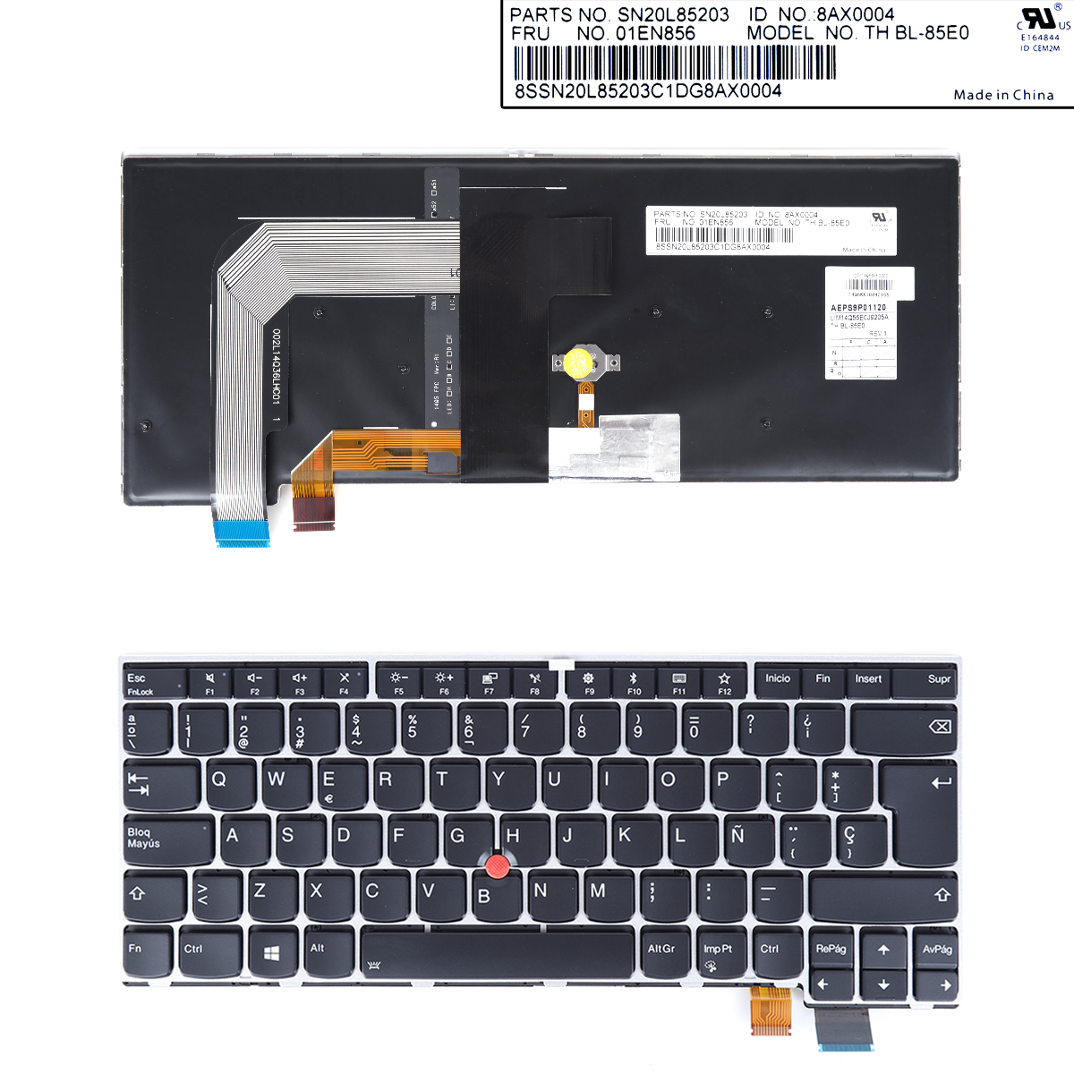 Picture of New Replacement Laptop Keyboard For ThinkPad T460S Silver FRAME BLACK (Backlit,For Win8) SP Layout